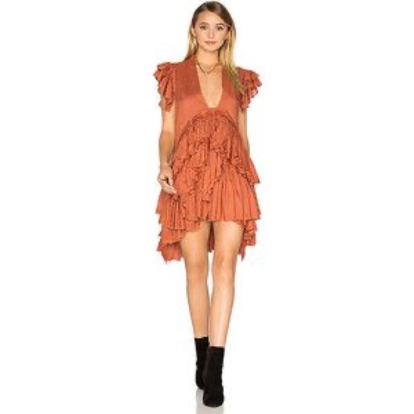 MWT Maria Stanley Elegant Ruffled Orange Dress size 0 - Picture 1 of 16
